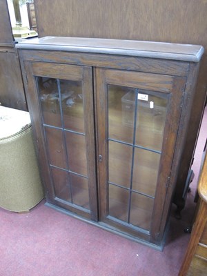 Lot 1550 - 1920's Oak Bookcase, with lead glazed doors,...