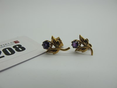 Lot 208 - A Pair of 9ct Gold Amethyst Single Stone...