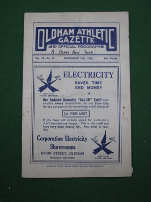 Lot 726 - 1938-9 Oldham Athletic v. Rochdale Football...