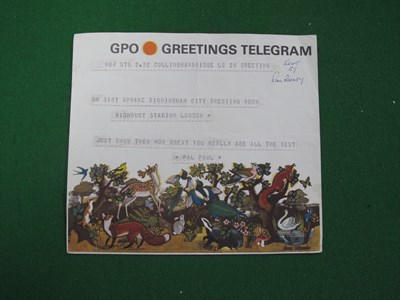 Lot 677 - Gary Sprake - Telegram to him from former...