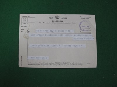 Lot 676 - Gary Sprake - Telegram to him from Ronnie...