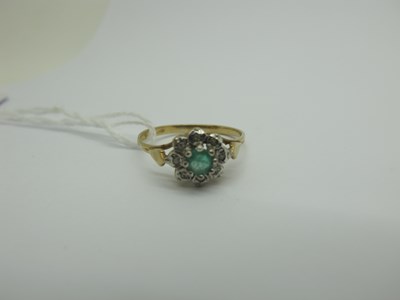 Lot 309 - A Dainty 9ct Gold Emerald and Diamond Cluster...