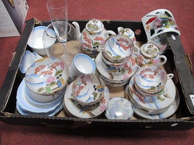 Lot 1113 - XX Century Japanese Egg Shell Tea Service,...