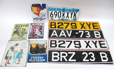 Lot 1479 - Three British front and back number plates...