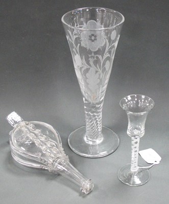 Lot 1283 - Wine Glass, with bell shaped bowl and air...