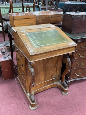 Lot 1638 - A XIX Century Walnut Piano Top Davenport, with...