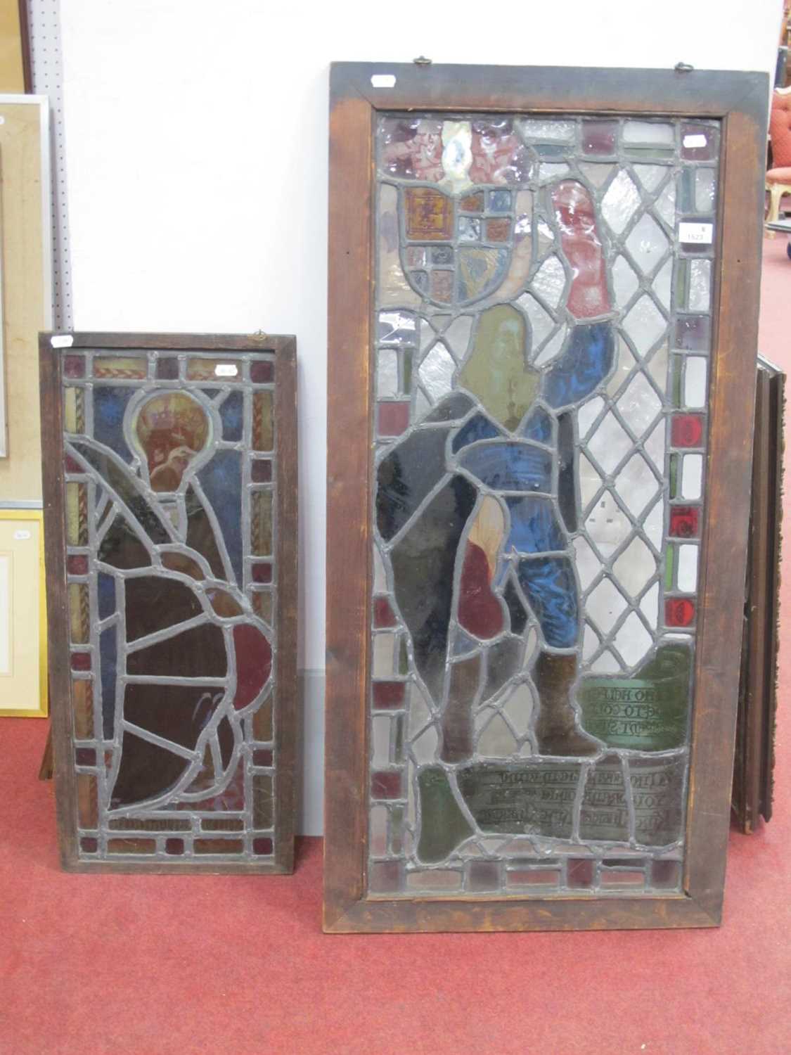 Lot 1523 - Framed Leaded Stain Glass Panel of King...