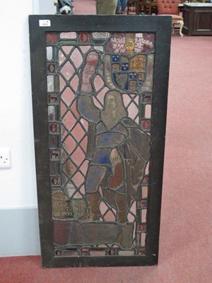 Lot 1523 - Framed Leaded Stain Glass Panel of King...