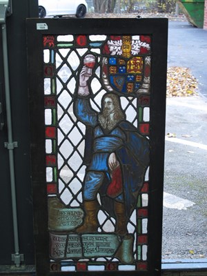 Lot 1523 - Framed Leaded Stain Glass Panel of King...