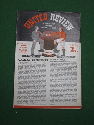 Lot 722 - 1954-5 Manchester United v. Reading Four-Page...