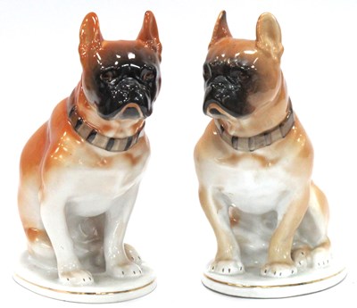 Lot 1089 - A Pair of Russian Porcelain Models of Bull...