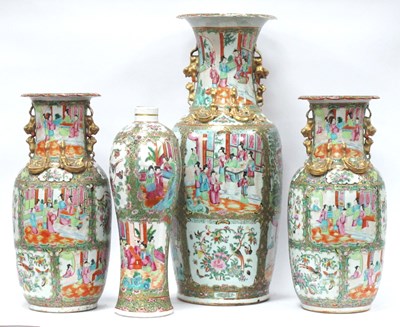 Lot 1137 - Four XIX Century Canton Porcelain Vases,...