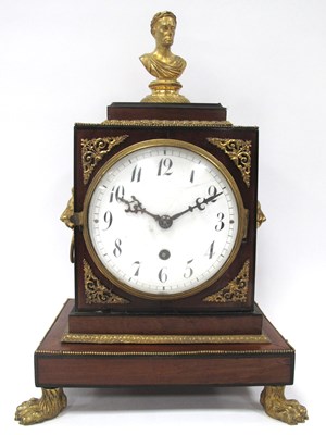 Lot 1339 - A XIX Century Mantle Clock, the veneered case...