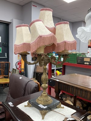 Lot 1611 - A Vintage Wired Brass Candelabra Table Lamp,...