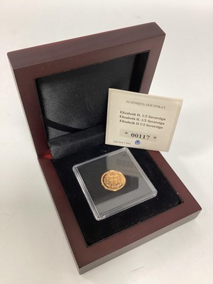 Lot 218 - 2002 QEII Gold Half Sovereign, cased with a...
