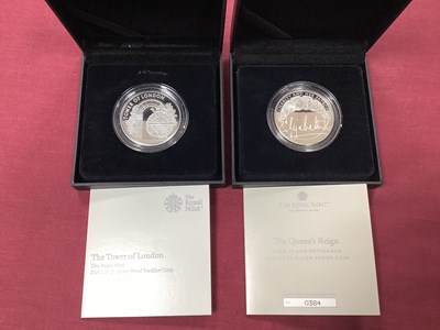 Lot 141 - Two Royal Mint UK Silver Proof £5 Coins,...