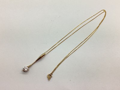 Lot 71 - A Modern 9ct Gold Drop Pendant, with claw set...