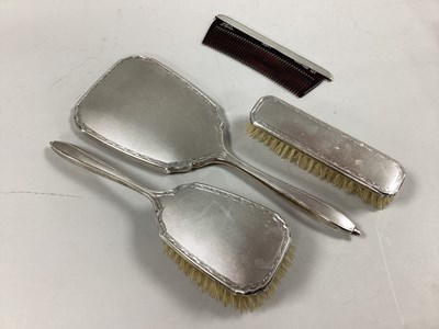 Lot 14 - A Hallmarked Silver Backed Four Piece Dressing...
