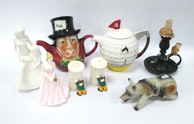 Lot 1232 - Two Tony Wood novelty teapots (Mad Hatter and...