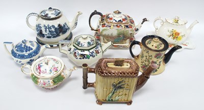 Lot 1224 - Eight antique and vintage ceramic teapots,...