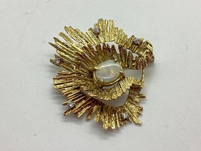 Lot 49 - A Large Abstract Brooch, stone set centre,...