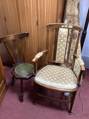 Lot 1598 - Edwardian Stained Mahogany Inlaid Armchair,...