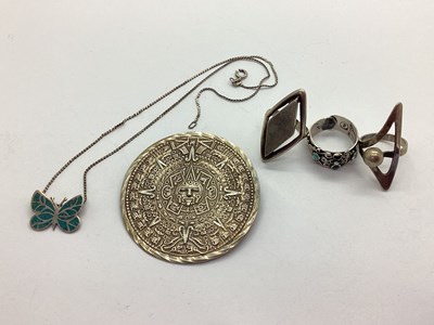 Lot 111 - A Large Circular Aztec Style Brooch, with...
