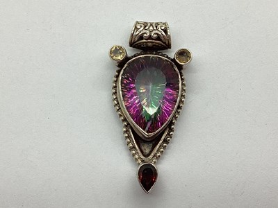 Lot 165 - A Modern Multi Stone Pendant, with large...
