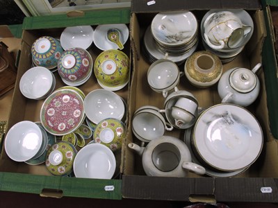 Lot 1020 - Chinese Flower Tureen, Cup Bowl, Lids, etc,...