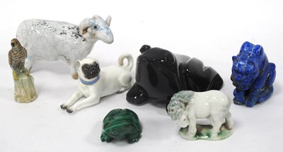 Lot 1354 - Malachite Frog, black lustrous mineral example,...