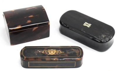 Lot 1293 - A XIX Century Tortoiseshell Box, with dome top,...