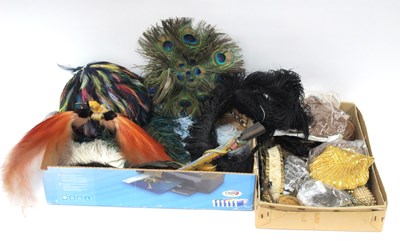 Lot 1375 - A Peacock Feather Fan, Ostrich feather fan and...