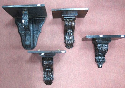 Lot 1496 - Three Matching Carved Wall Brackets, with C...