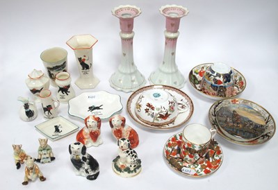 Lot 1282 - Collection of Lucky Black Cat crested ware (8),...