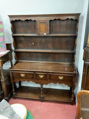 Lot 1651 - XVIII Century Style Oak Dresser, the rack with...