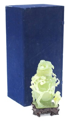 Lot 1118 - A Modern Chinese Green Hardstone Vase and...