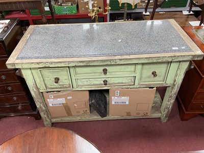 Lot 1609 - Green Painted Distressed Kitchen Double Sided...