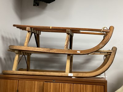 Lot 1597 - Two Vintage Wooden Sledges. (2)