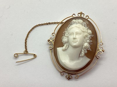 Lot 53 - A Large Shell Carved Cameo Brooch, the oval...