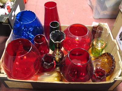Lot 1099 - Coloured Glassware Vases, ashtrays, etc:- One...