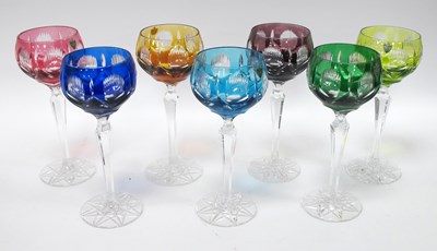 Lot 1256 - Watford Crystal Hock Glasses, with harlequin...