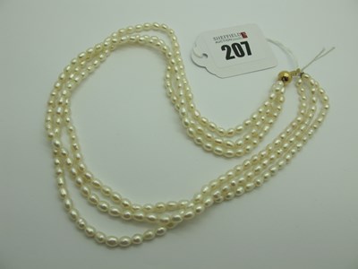 Lot 207 - A Modern Three Row Fresh Water Pearl Bead...