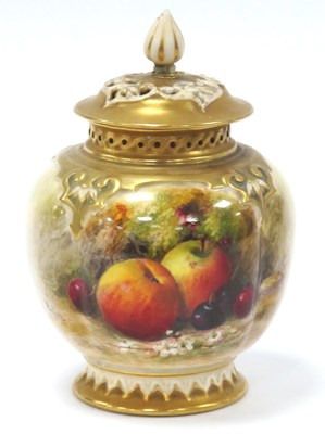 Lot 1063 - A Royal Worcester Porcelain Pot Pourri Vase...