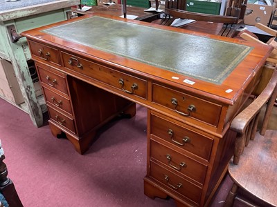 Lot 1607 - Yew Wood Desk with scriver inset to flat top,...