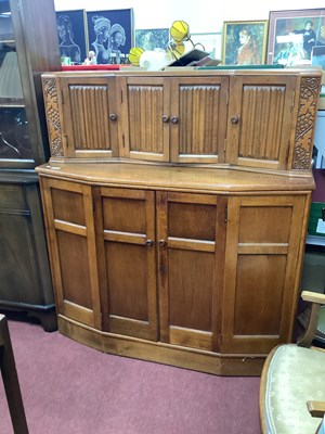 Lot 1594 - 1930s Oak Sideboard, with four linen fold...