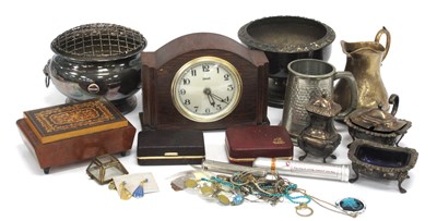 Lot 1310 - Ferranti Mantel Clock, plated ware, costume...