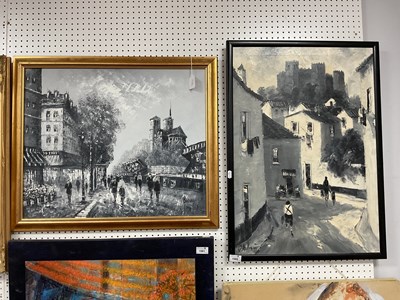 Lot 1560 - Burnett, Parisian Street Scene, oil on canvas...