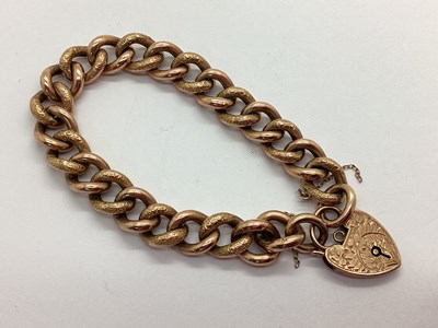Lot 90 - A Rose Coloured Hollow Curb Link Bracelet,...