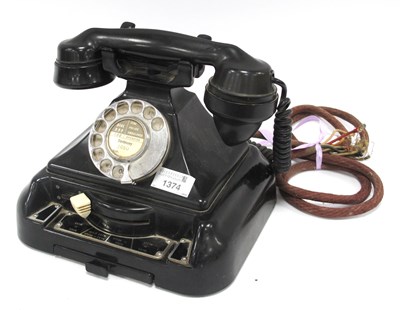 Lot 1374 - A Black Bakelite Anvil Telephone, with with...