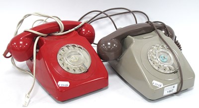 Lot 1467 - Two Bakelite anvil telephones one in red the...
